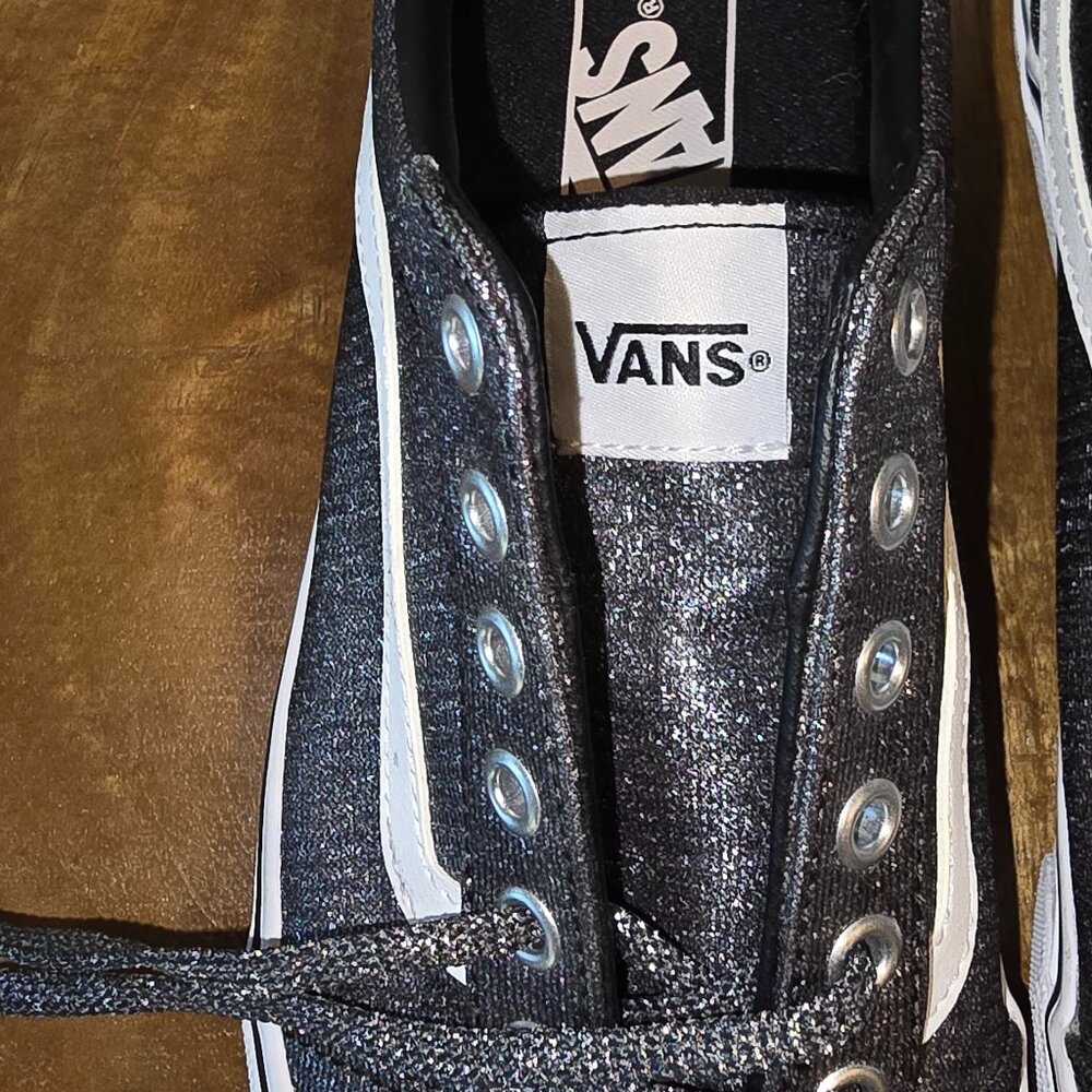 VANS Silver Lurex Glitter Old Skool Skate Shoe - Picture 7 of 16